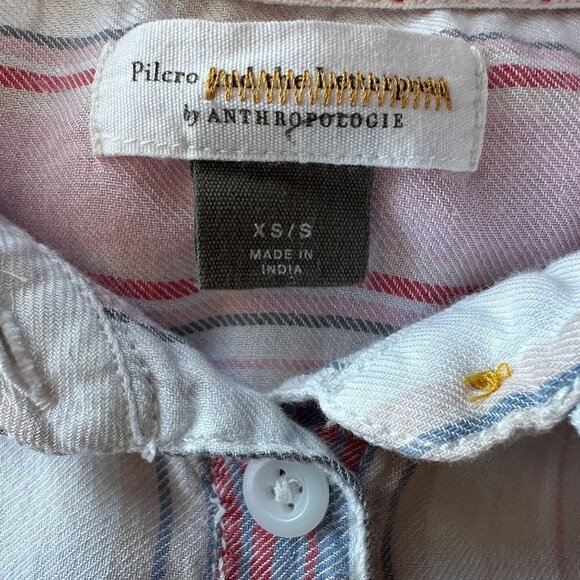 Anthropologie Pilcro The Bo Boyfriend Striped Oversized Button Top Womens XS - Picture 7 of 9
